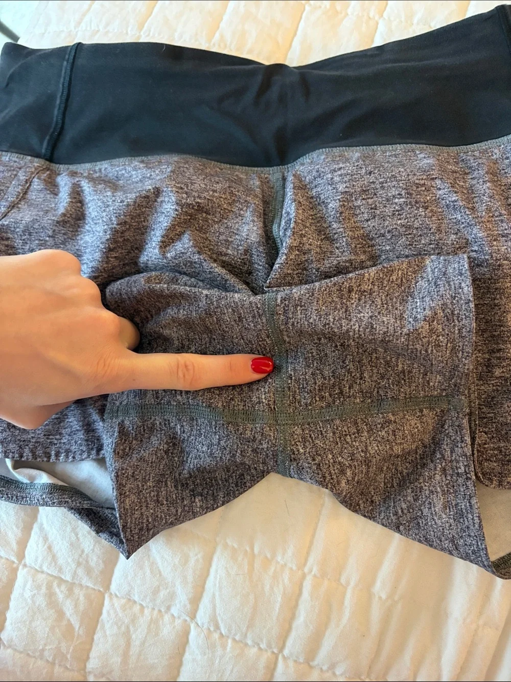 Lululemon Heather Gray speed up Shorts with Black Waistband